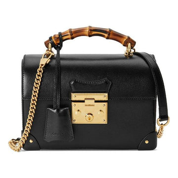 MLB Gucci Padlock Series Bamboo Single Shoulder Bag Small Black 603221-1DBRG-1000