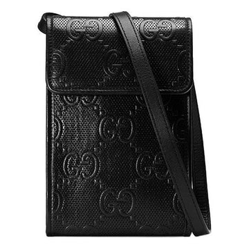 MLB Gucci Logo Embossing Leather Shoulder Messenger Bag Mini Unisex / Black 625571-1W3AN-1000