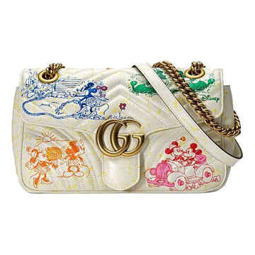 MLB Gucci x Disney Beige MiceGG Marmont Series Small Satchel White 443497-1TSAM-9191