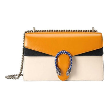 MLB Gucci Dionysus Leather Single-Shoulder Bag Small Orange/Black/White 400249-18YIN-9382