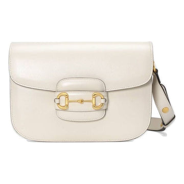 MLB Gucci Horsebit 1955 Retro Gold buckle Leather Shoulder Messenger Bag Small White Classic 602204-1DB0G-9022