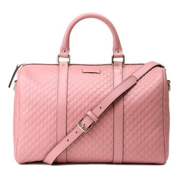 MLB Gucci Logo Embossing Cowhide Large Capacity Boston handbag Pink 449646-BMJ1G-5806