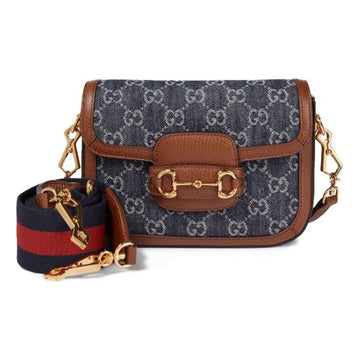MLB Gucci Horsebit 1955 Retro Shoulder Messenger Bag 'Grey Blue Brown' 658574-2KQPG-8391