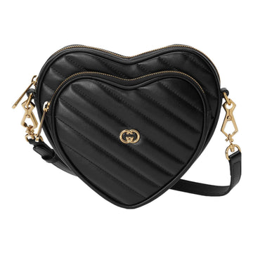 MLB Gucci Interlocking G Mini Heart Shoulder Bag 'Black' 751628-AACCL-1000