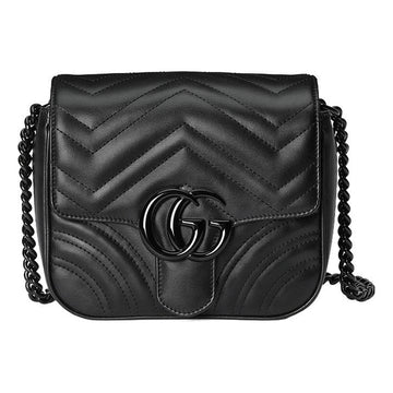 MLB Gucci GG Marmont Matelasse Shoulder Bag 'Black' 739681-AABS1-1000