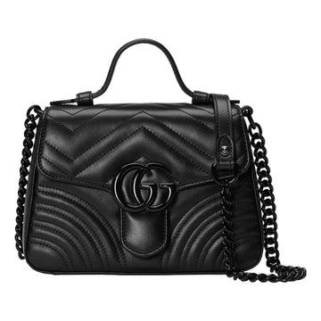 MLB Gucci GG Marmont Top Handle Bag 'Black' 702563-DTDFV-1000