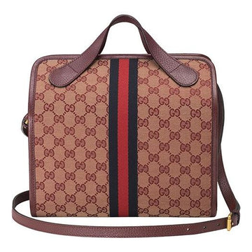 MLB Gucci Logo Stripe Webbing Canvas Large Capacity travel handbag Unisex / Red Classic 565224-9Y9MT-9864