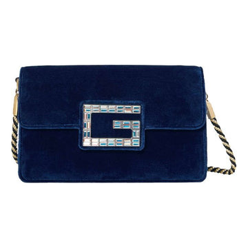 MLB Gucci Logo Velvet Shoulder Messenger Bag Navy Blue 544242-9STCX-4571