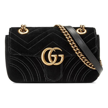 MLB Gucci GG Marmont ClassicG Crossbody Bag Single Shoulder Bag Black 446744-K4D2T-1000