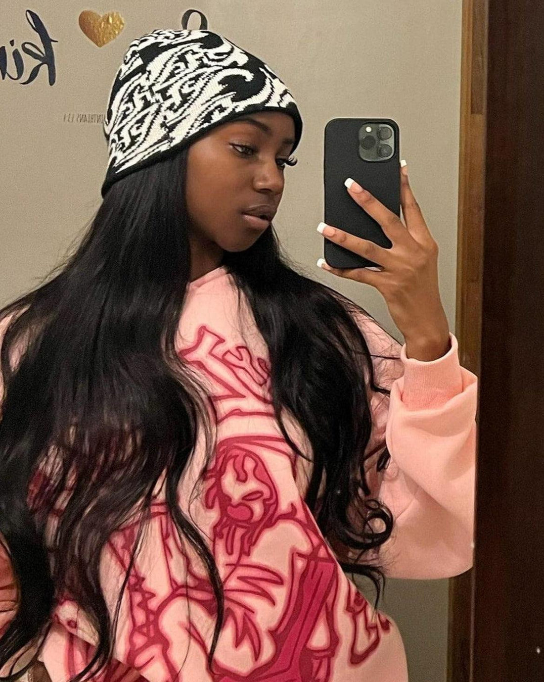 Makersluxe® - Cartoon Line Character Print Hoodie