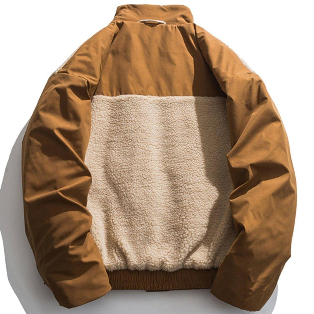 Makersluxe® - Color Block Patchwork Pockets Sherpa Coat