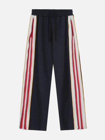 Makersluxe® - Color Clash Zipper Drawstring Sweatpants