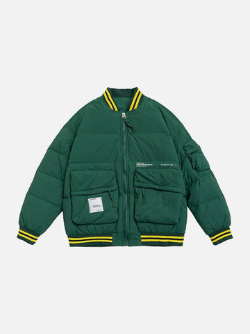 Makersluxe® - Colorblock Large Pocket Varsity Down Coat
