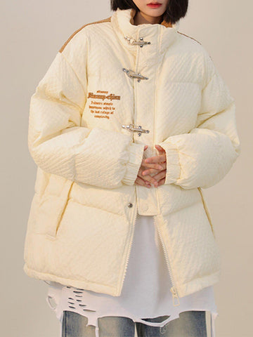 Makersluxe® - Colorblock Metal Buckle Winter Coat