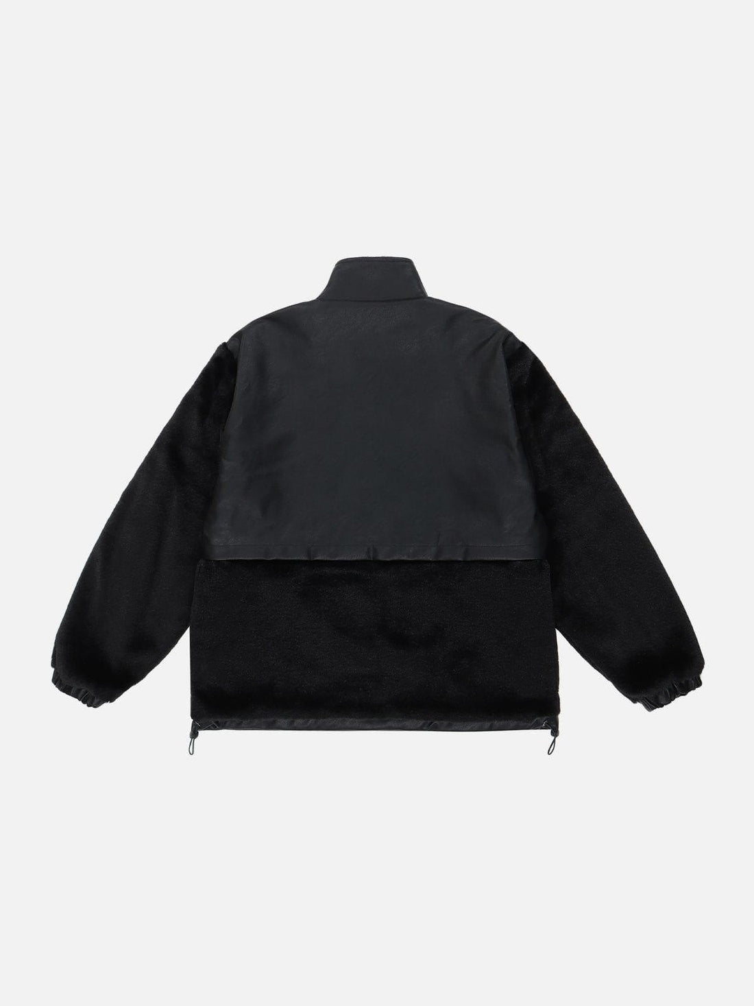 Makersluxe® - Colorblock Stand Collar PU Sherpa Winter Coat