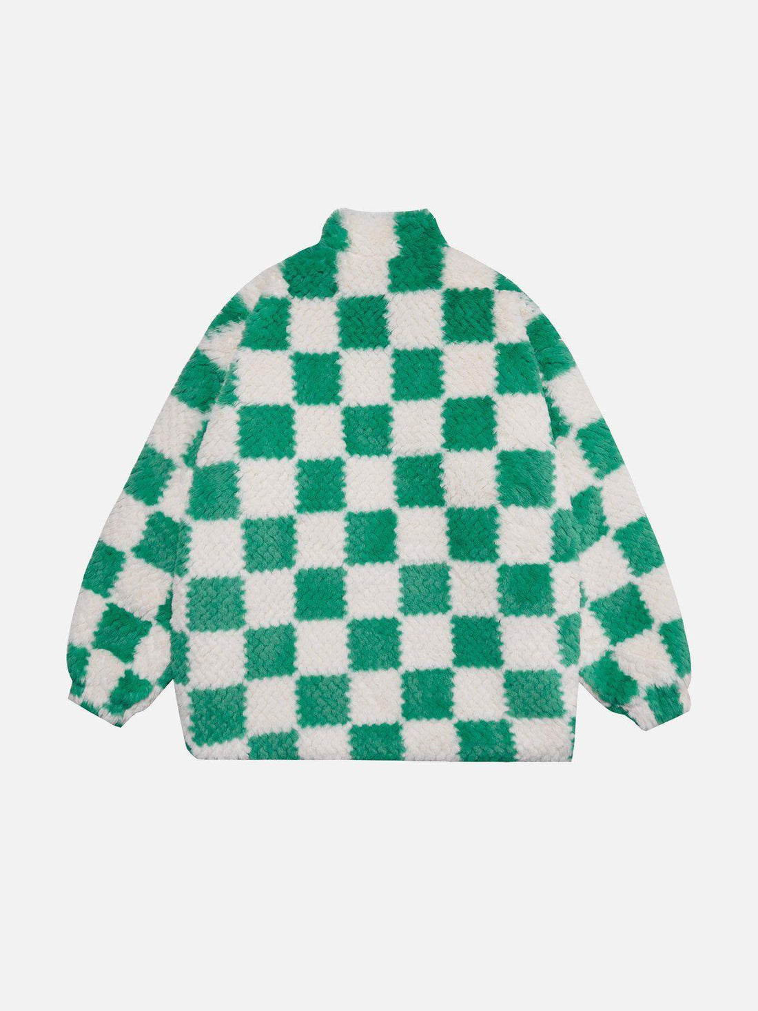 Makersluxe® - Contrast Checkerboard Sherpa Coat