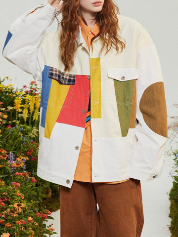 Makersluxe® - Contrast Color Stitching Jacket