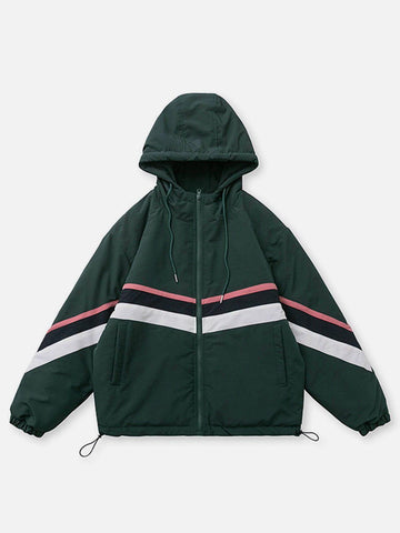 Makersluxe® - Contrast Panel Hood Winter Coat