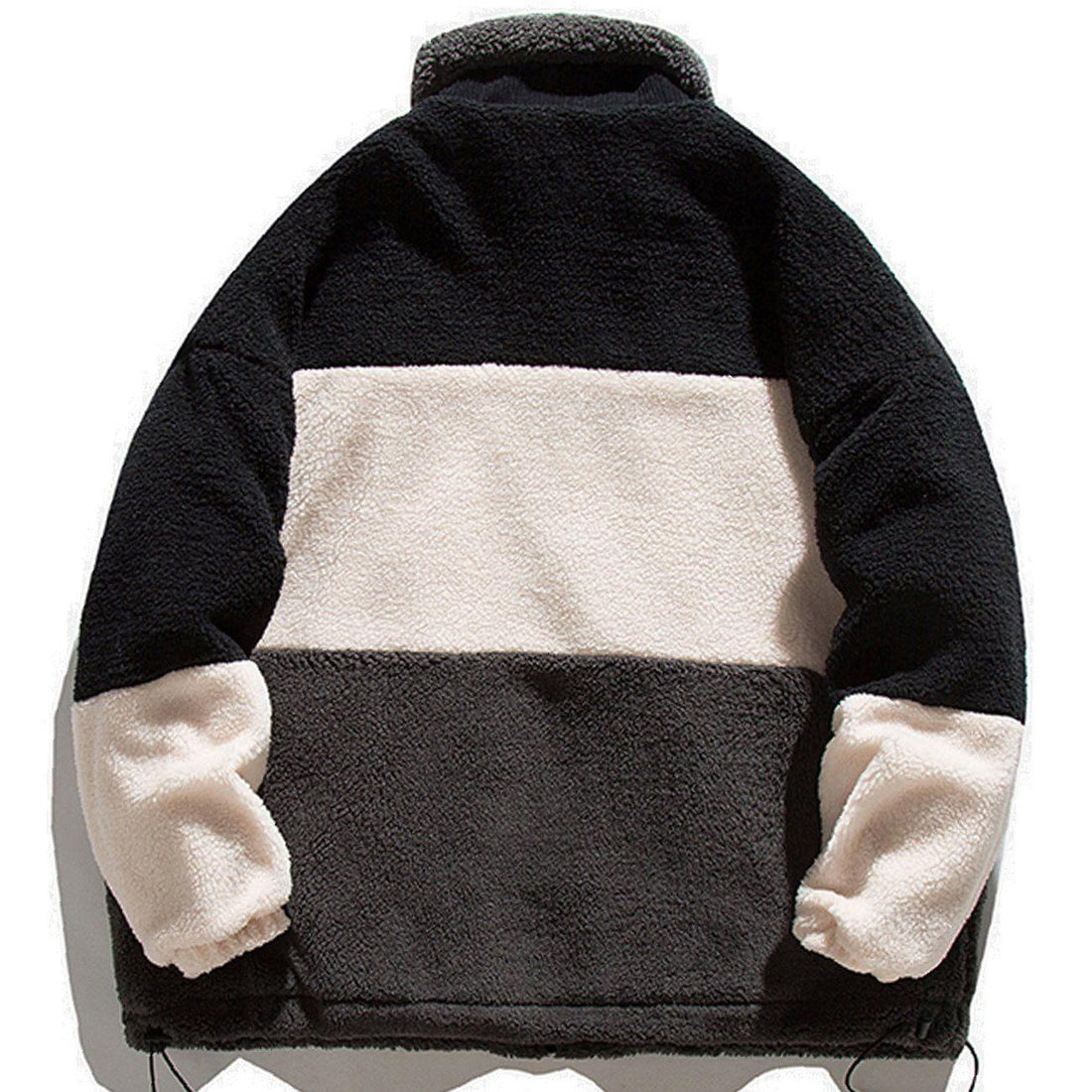 Makersluxe® - Contrast Stitching Pockets Sherpa Coat