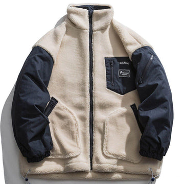 Makersluxe® - Contrast Stitching Sherpa Winter Coat