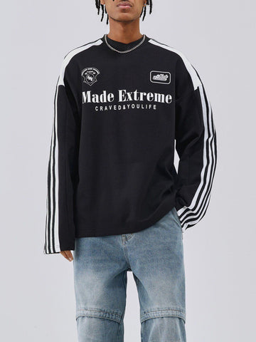 Makersluxe® - Contrast Stripes Sweatshirt