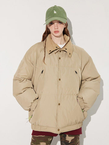 Makersluxe® - Contrasting Collar Winter Coat