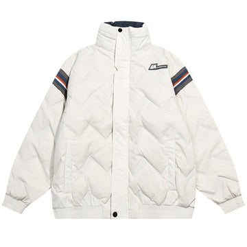 Makersluxe® - Contrasting Color Stitching Puffer Jacket