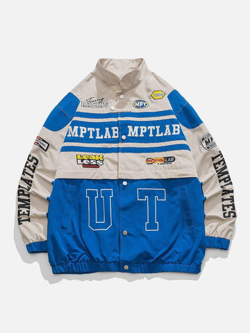 Makersluxe® - Contrasting Embroidered Racing Jacket