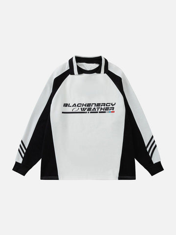 Makersluxe® - Contrasting Letter Print Sweatshirt