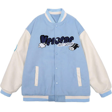 Makersluxe® - Cow Label Lettering Embroidery Winter Coat