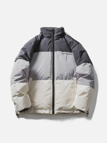 Makersluxe® - Cream Color Patchwork Puffer Coat