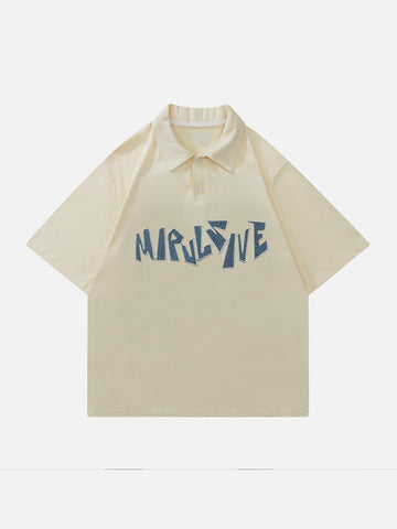 Makersluxe® - Denim Applique Embroidery Short Sleeve Shirts
