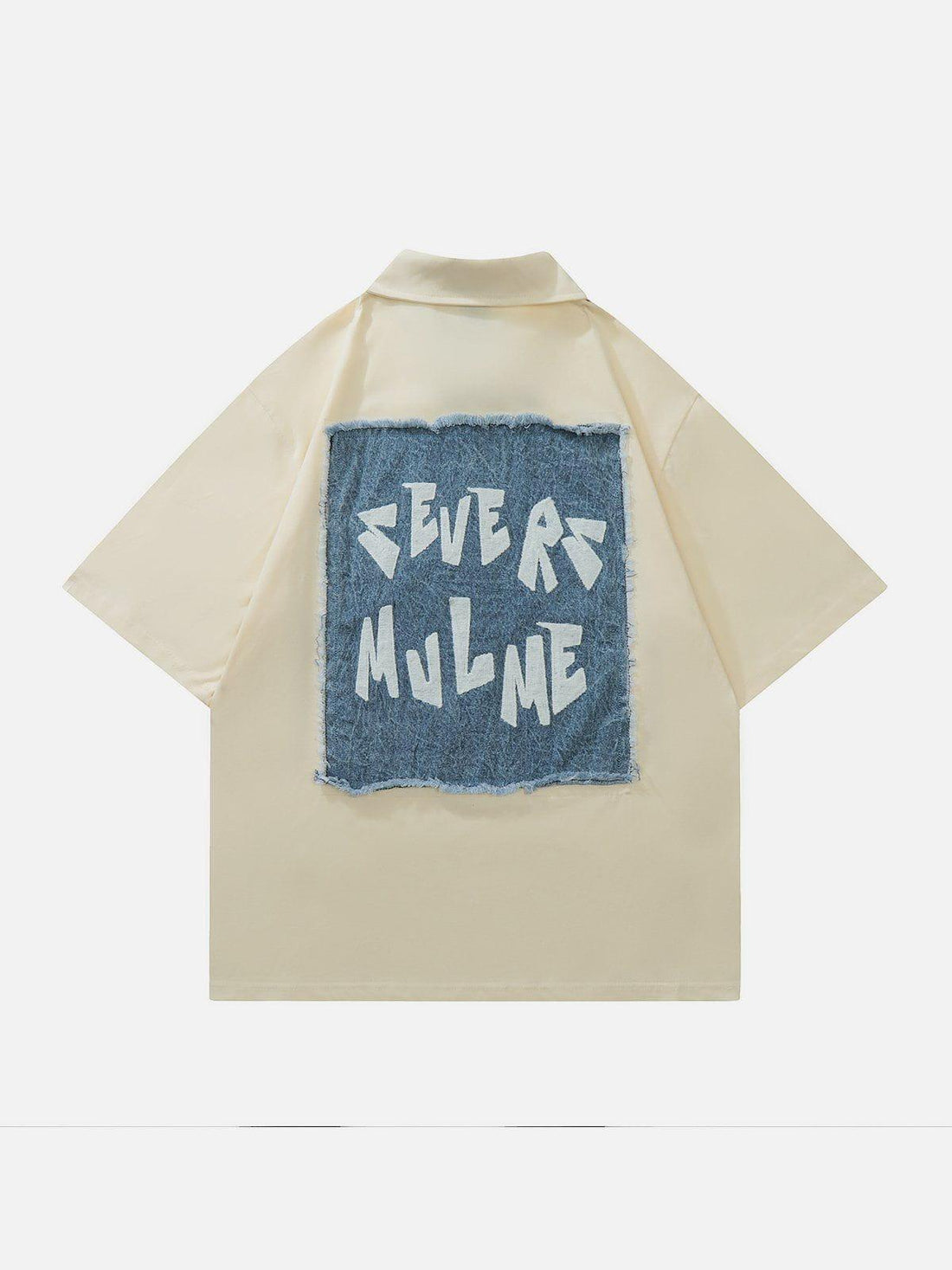 Makersluxe® - Denim Applique Embroidery Short Sleeve Shirts