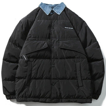 Makersluxe® - Denim Collar Puffer Jacket