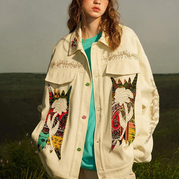 Makersluxe® - Denim Jacket Embroidery Flower