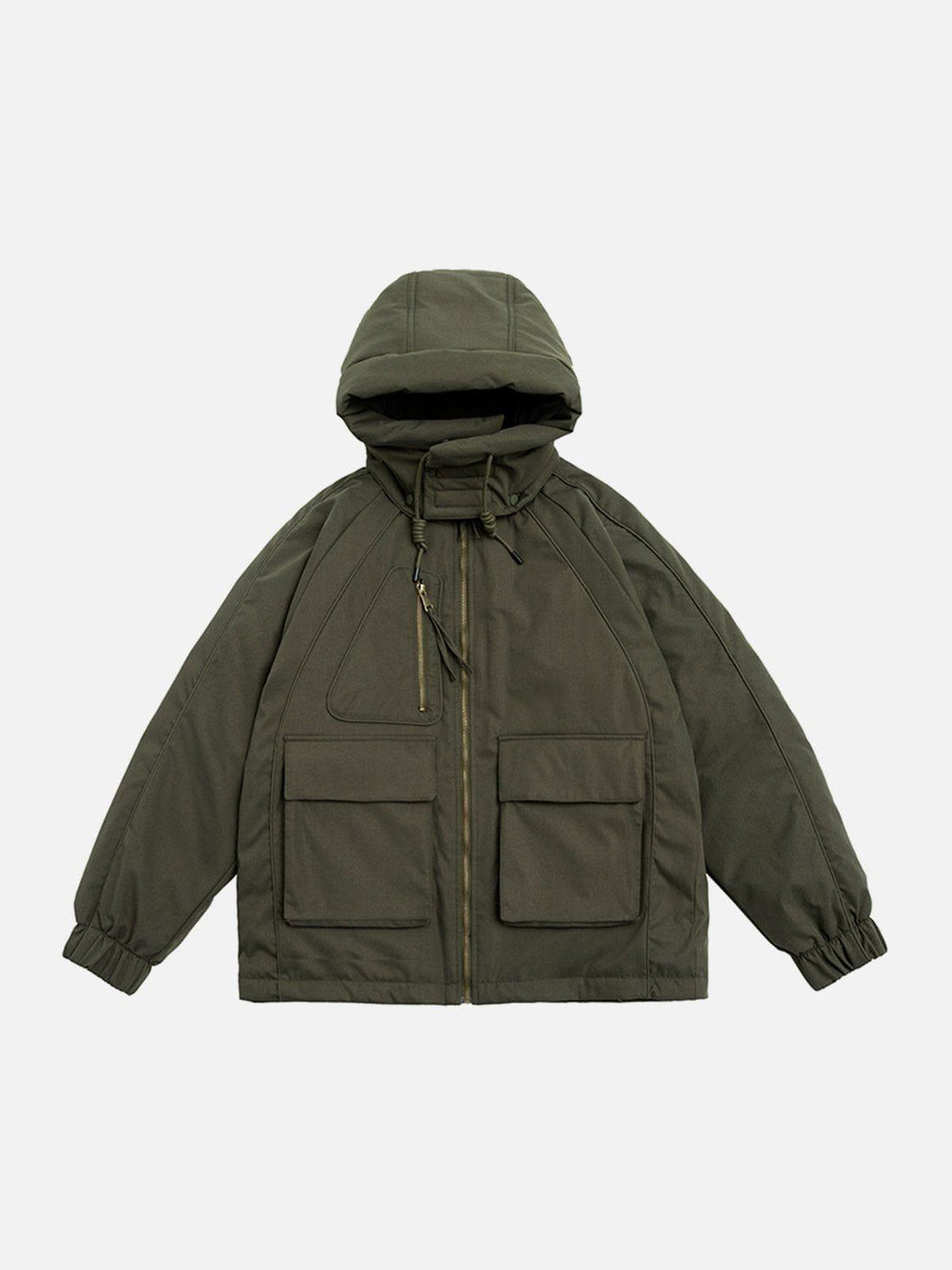 Makersluxe® - Detachable Hat Patchwork Winter Coat