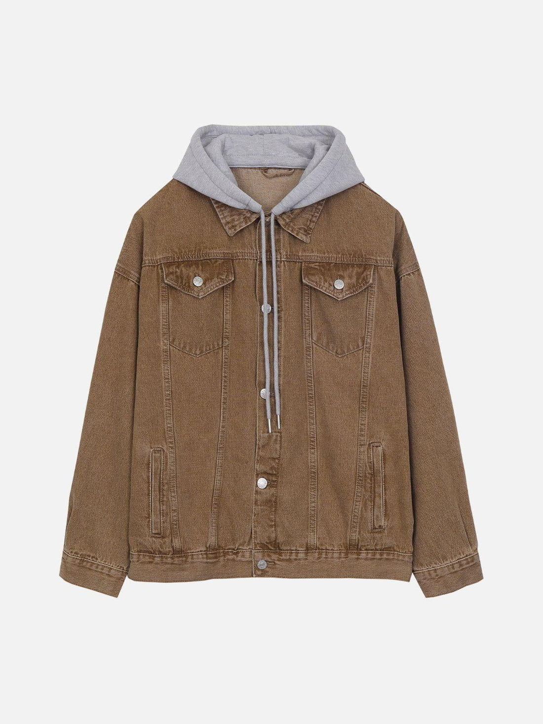 Makersluxe® - Detachable Hood Solid Denim Jacket