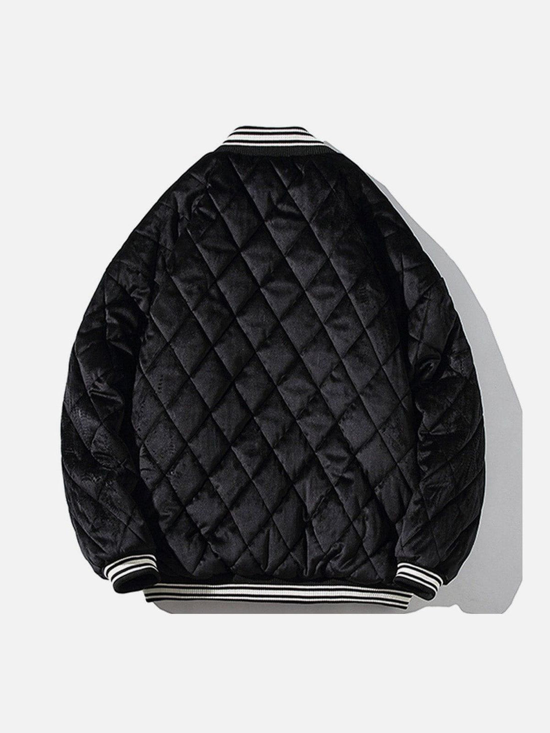 Makersluxe® - Diamond Check Letter Print Winter Coat