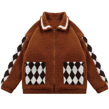 Makersluxe® - Diamond Grid Sherpa Winter Coat