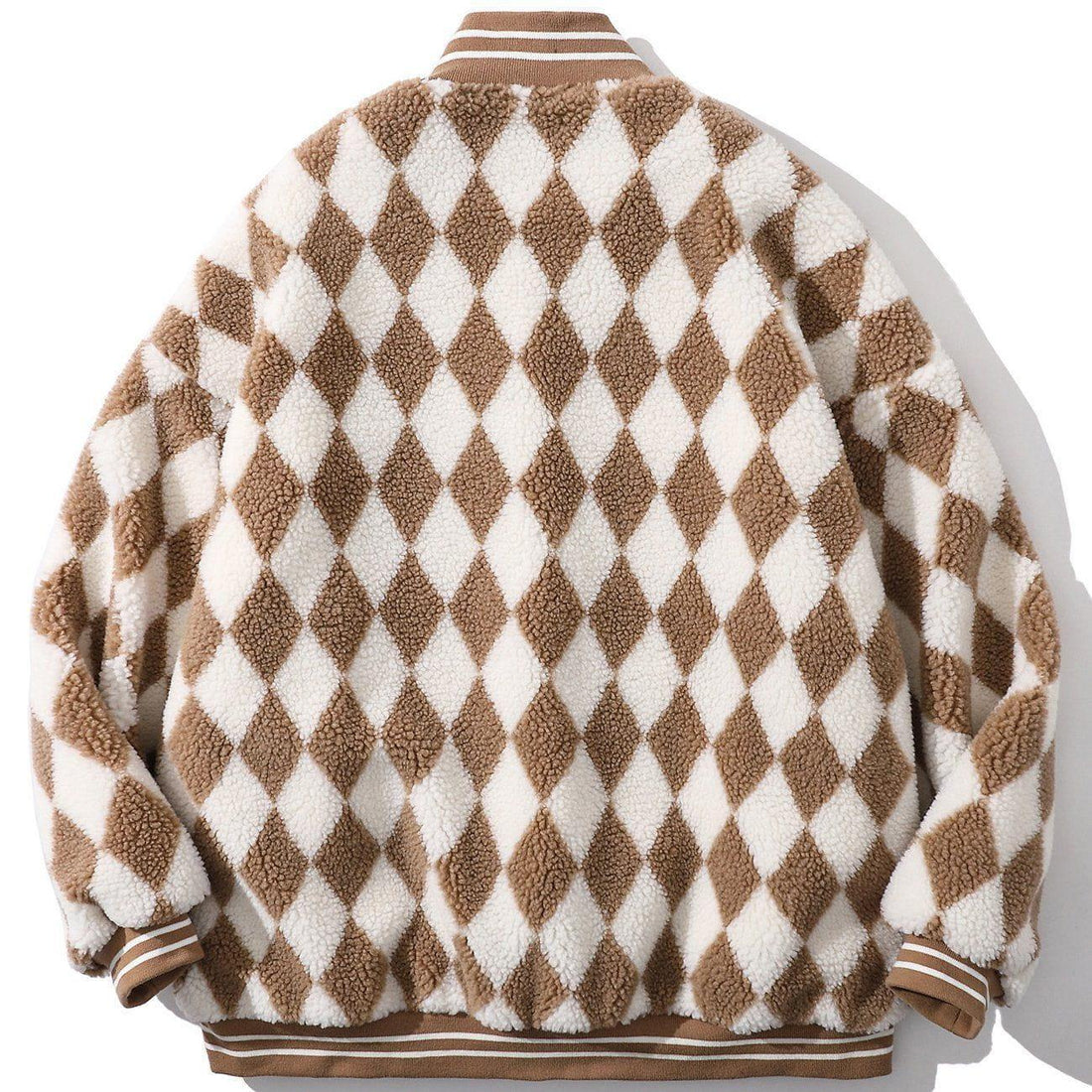 Makersluxe® - Diamond Pattern Letter Flocking Sherpa Winter Coat