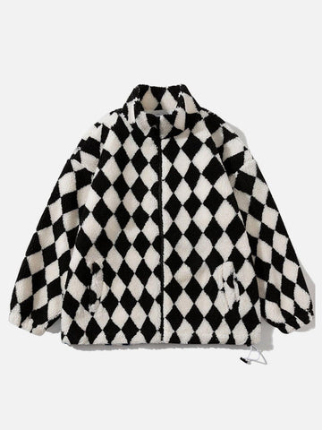 Makersluxe® - Diamond Pattern Sherpa Winter Coat