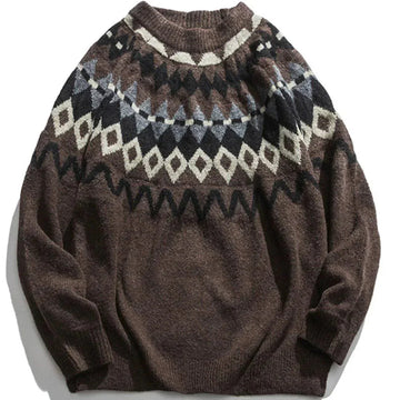 Makersluxe® - Diamond Pattern Stitching Knit Sweater