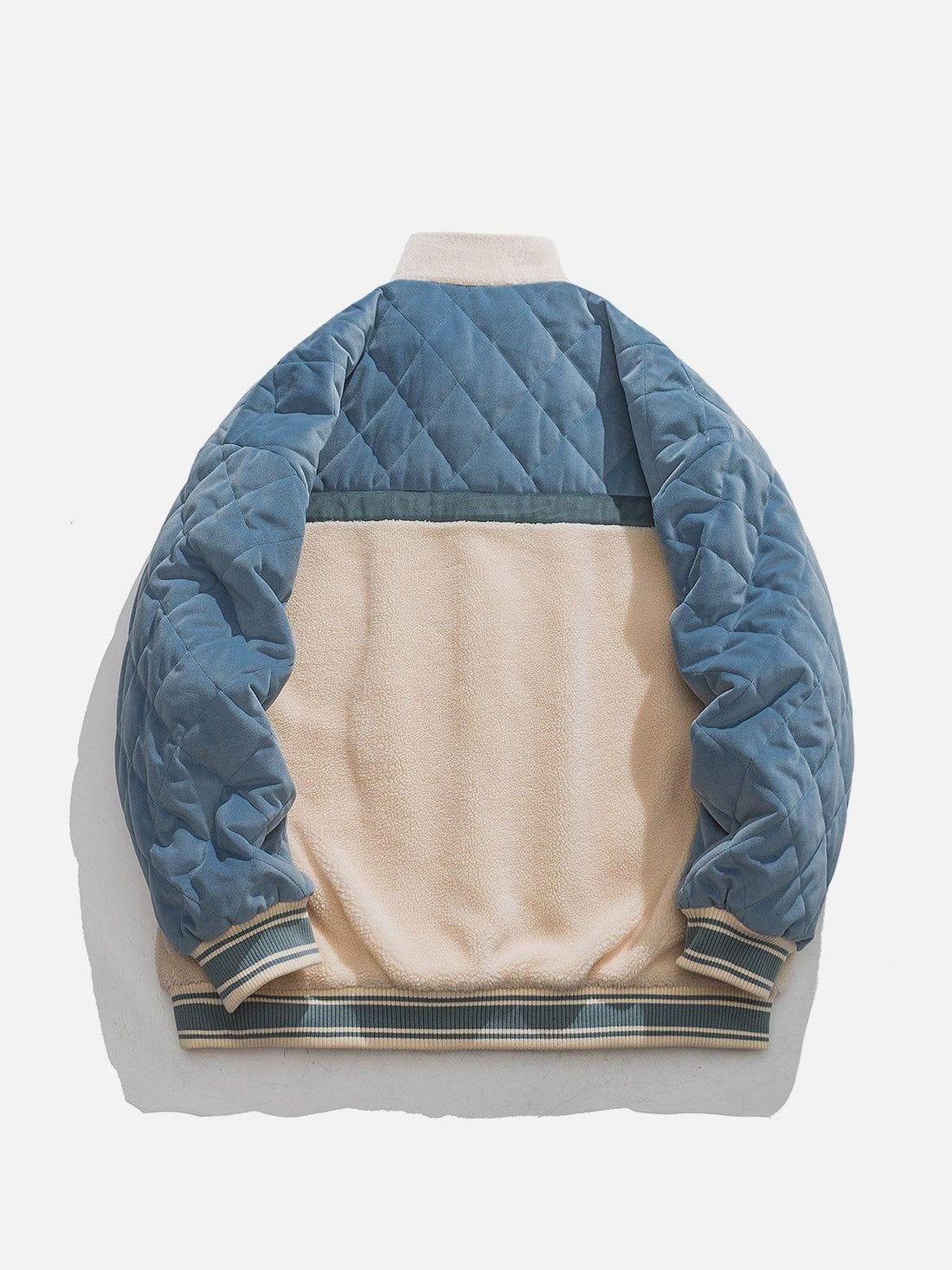 Makersluxe® - Diamond Plaid Patchwork Sherpa Coat