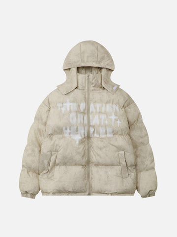 Makersluxe® - Distressed Detachable Hat Winter Coat