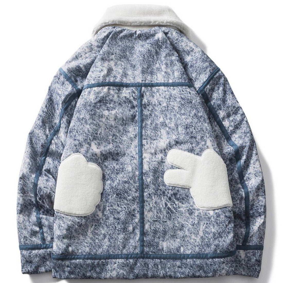 Makersluxe® - Distressed Lambswool Collar Winter Coat