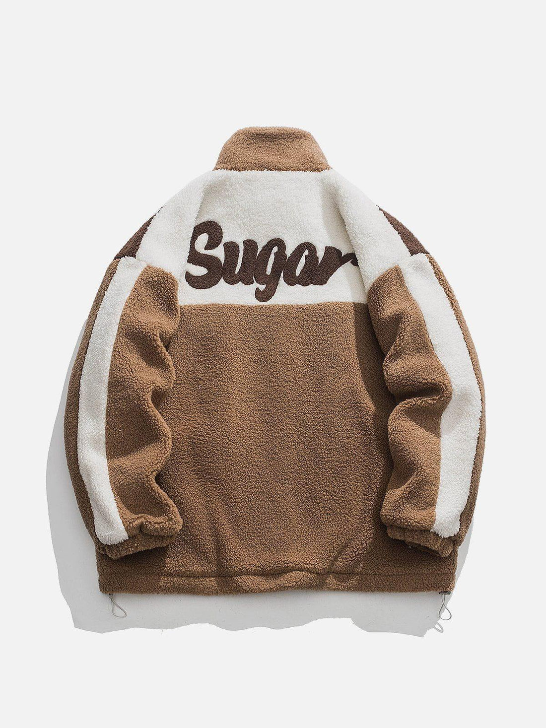 Makersluxe® - Drawstring Patchwork Sherpa Coat