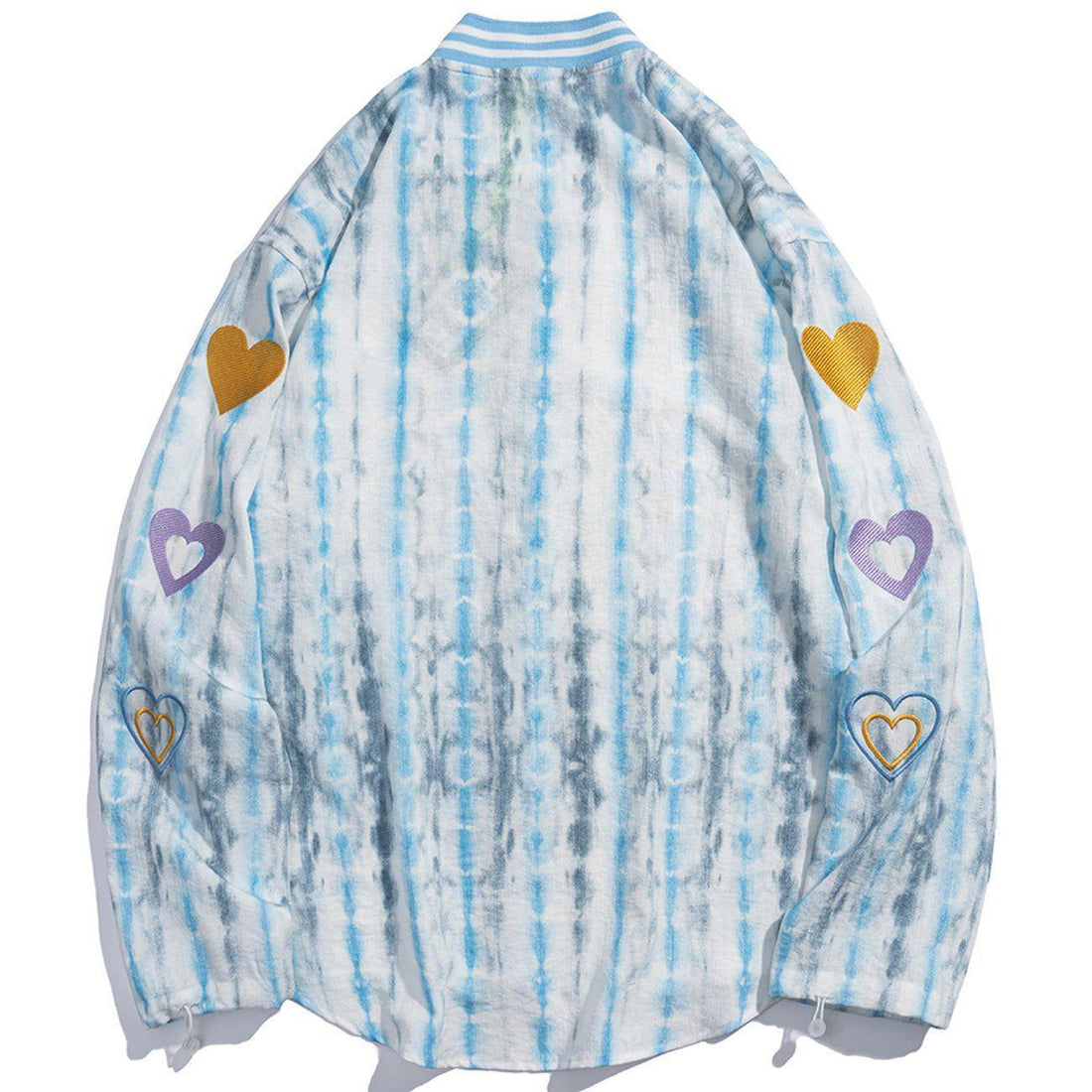 Makersluxe® - Embroidered Heart Distressed Long-sleeved Shirt