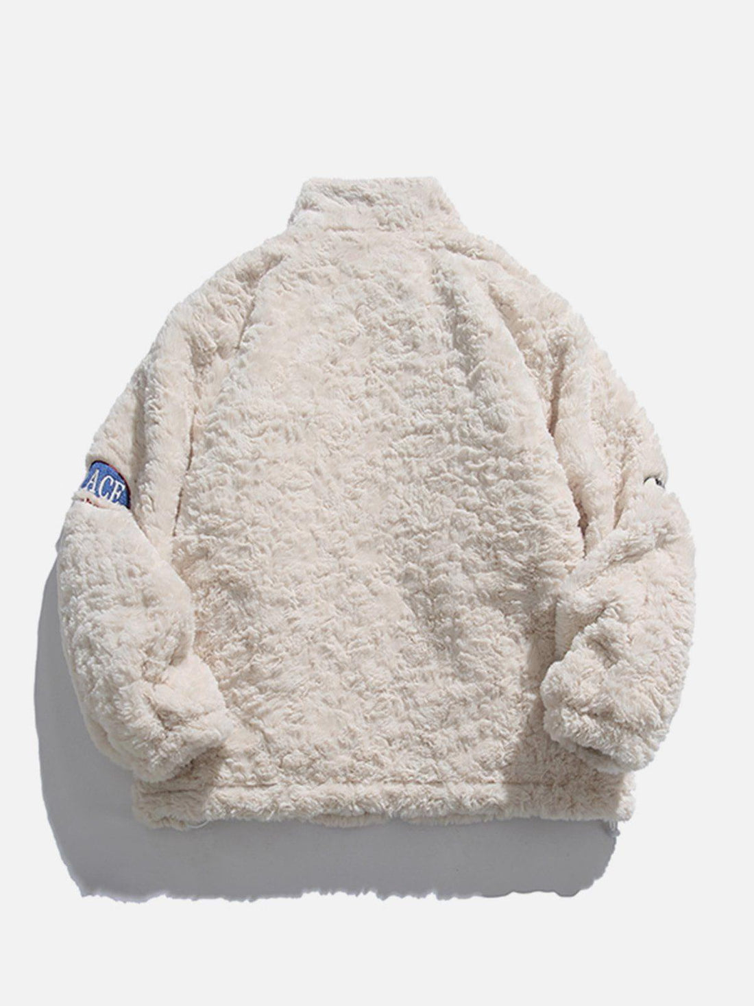 Makersluxe® - Embroidered Lettering Sherpa Coat