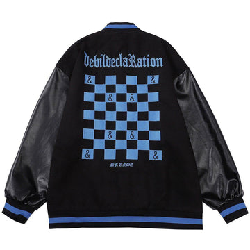 Makersluxe® - Embroidered Letters Checkerboard Winter Coat