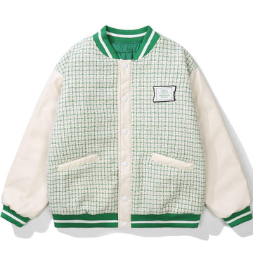 Makersluxe® - Embroidered Letters Houndstooth Winter Coat